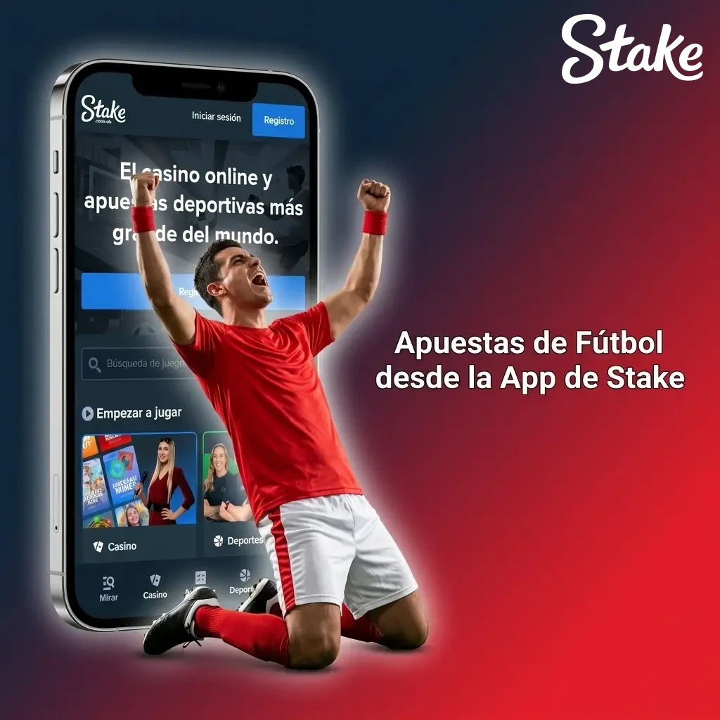 Pantalla de la app Stake mostrando apuestas de fútbol en vivo con mercados y cuotas disponibles en móvil