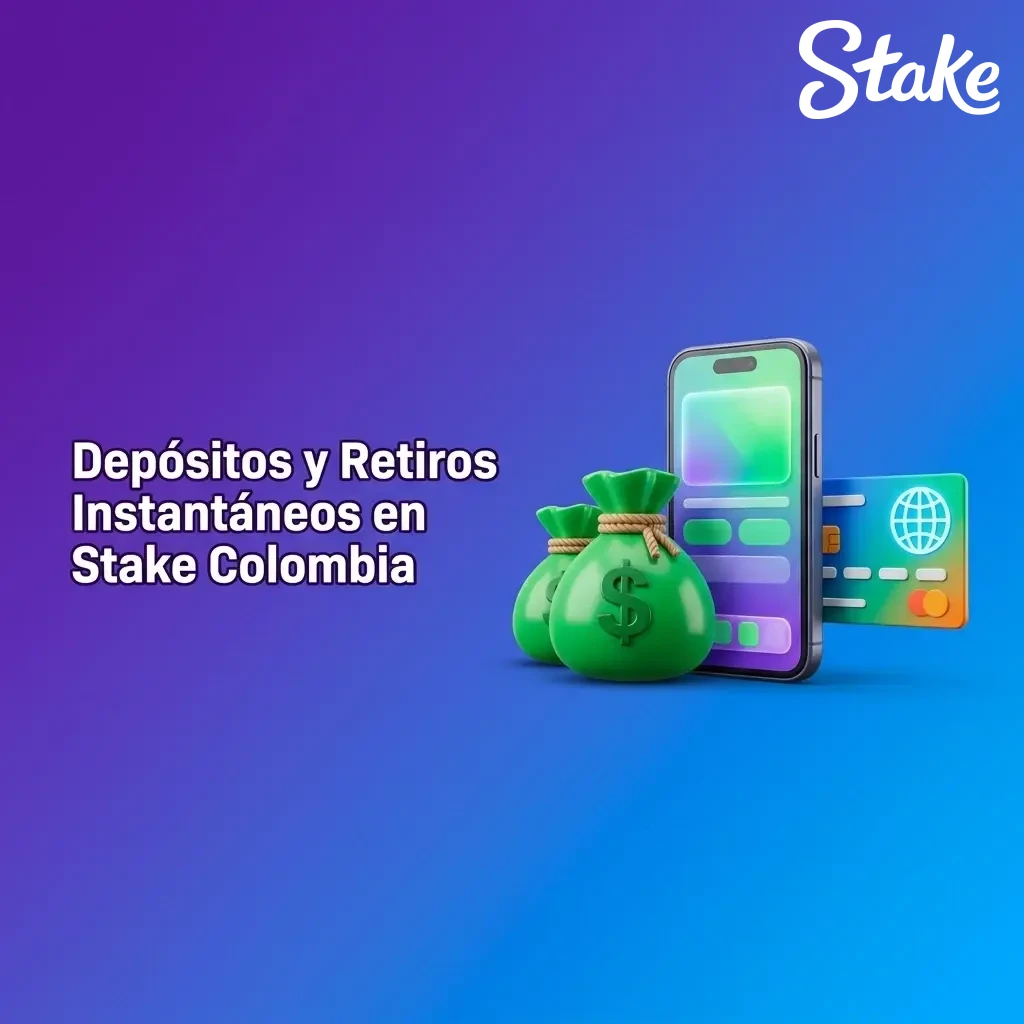 Depósitos y retiros instantáneos en Stake Colombia con criptomonedas como BTC, ETH y USDT vía blockchain