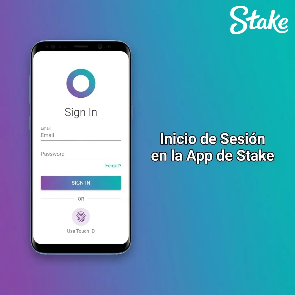 Pantalla de inicio de sesión en la app de Stake Colombia con formulario de usuario y opción de autenticación 2FA