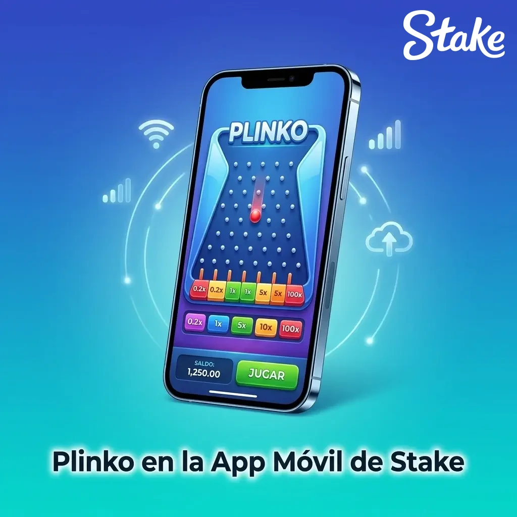 Interfaz de Plinko en la app móvil de Stake para Android e iOS, con tablero táctil optimizado para Colombia