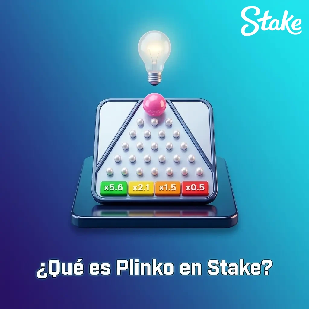 Juego Plinko en Stake: bola cayendo por pirámide de clavijas con multiplicadores de pago en Colombia