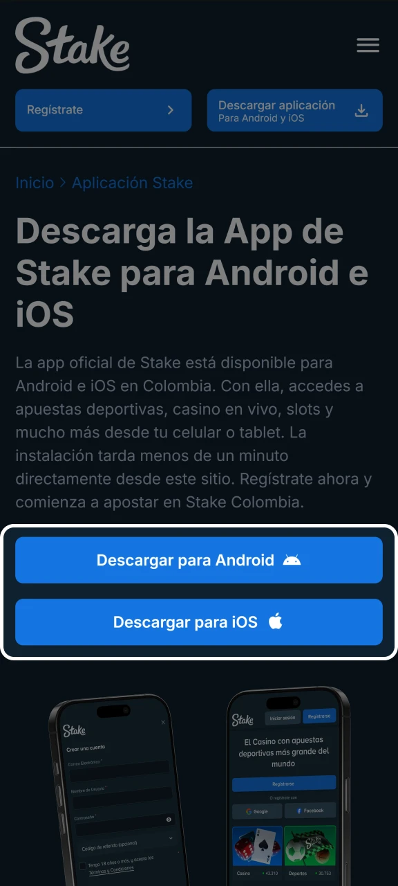 Descarga la aplicación oficial para empezar a jugar en Stake.