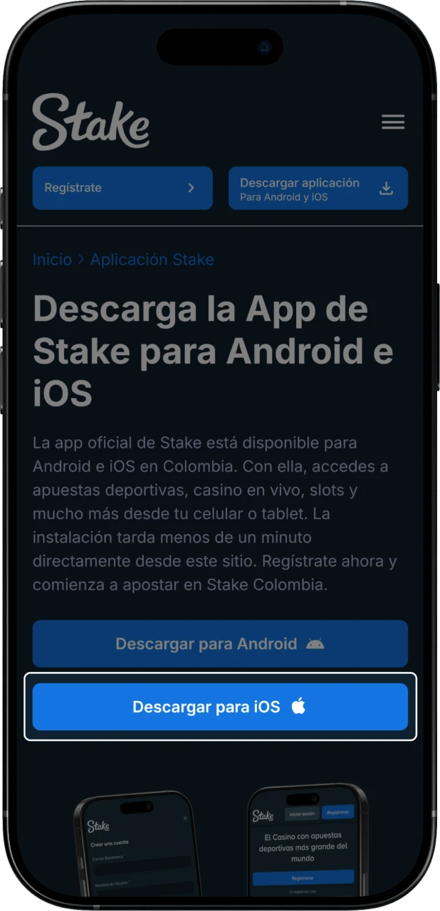 Pulsa el botón y comienza la configuración de tu cuenta en Stake.