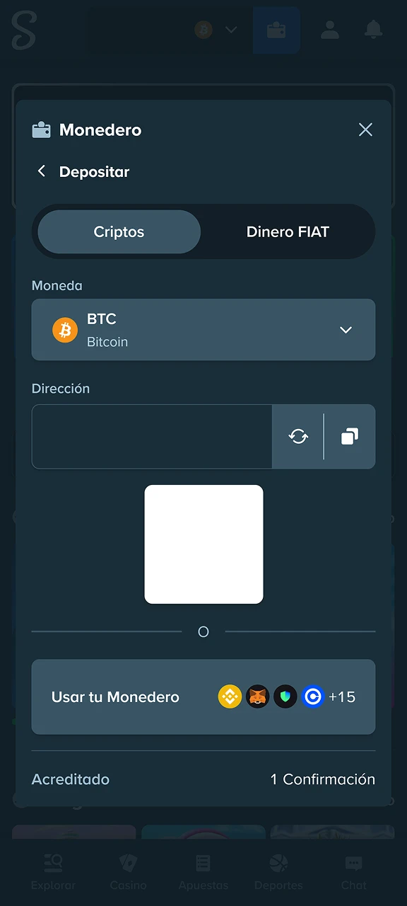 Recarga tu cuenta de Stake para jugar con tu dinero.
