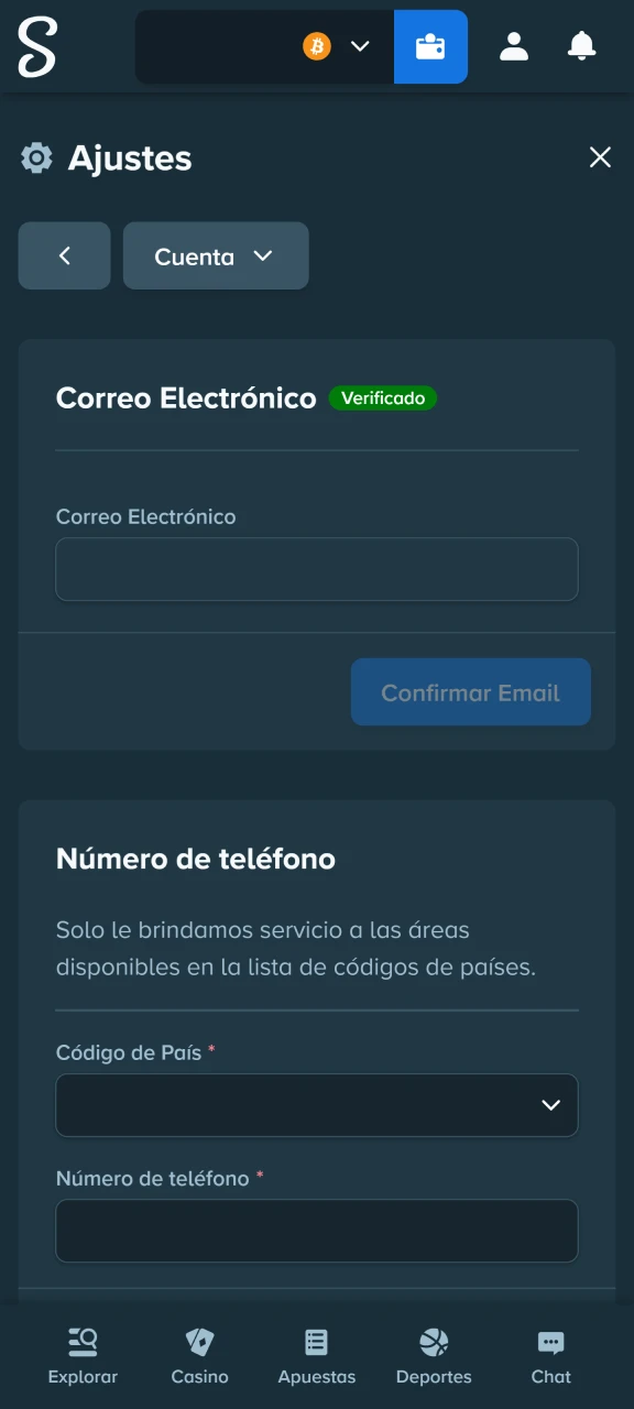 Verifica tu correo electrónico en la cuenta de Stake.