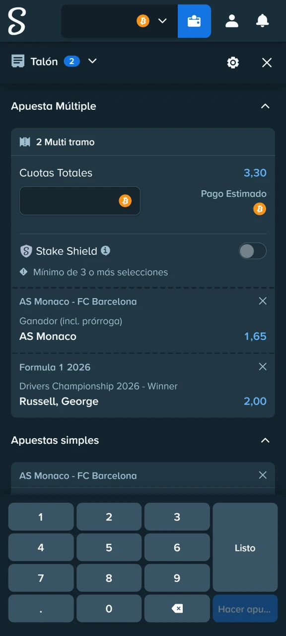 Finaliza el proceso con la confirmación de la apuesta en tu boleto de Stake Colombia.