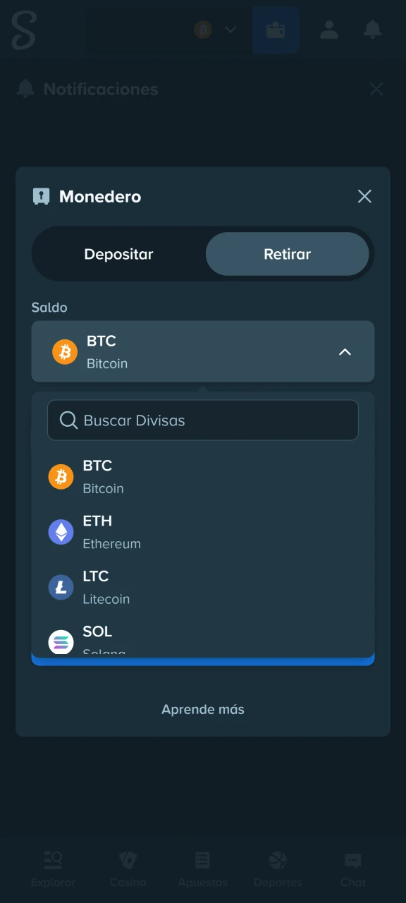 Elige el método de retiro más conveniente disponible para usuarios en Stake.