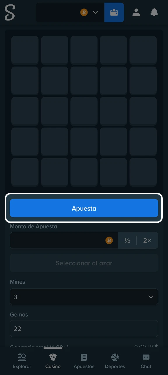 Juega y decide cuándo cobrar tus ganancias antes de encontrar una mina en Stake Colombia.
