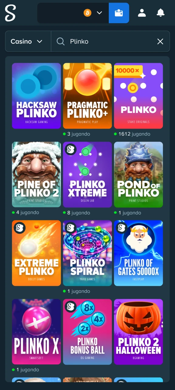 Buscá Plinko dentro de la categoría de Stake Originals para disfrutar de la mejor fluidez.