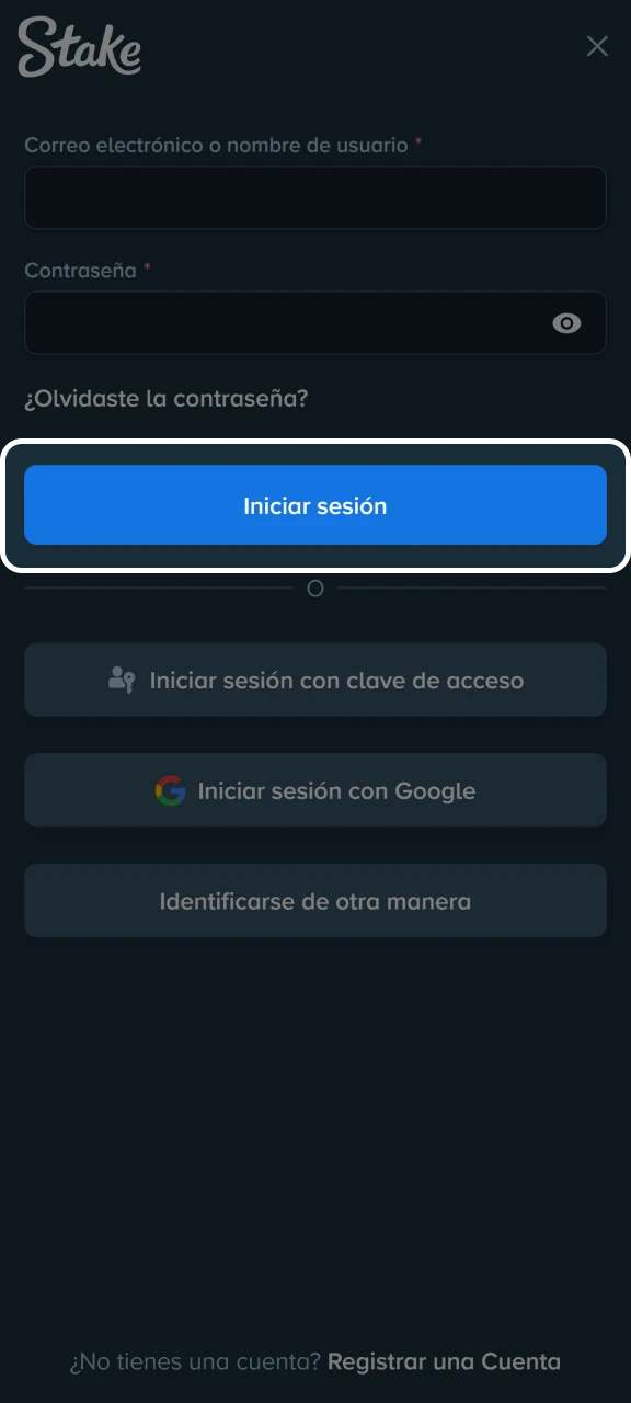 Confirma el acceso a tu cuenta y empieza a disfrutar de los juegos y deportes en Stake.