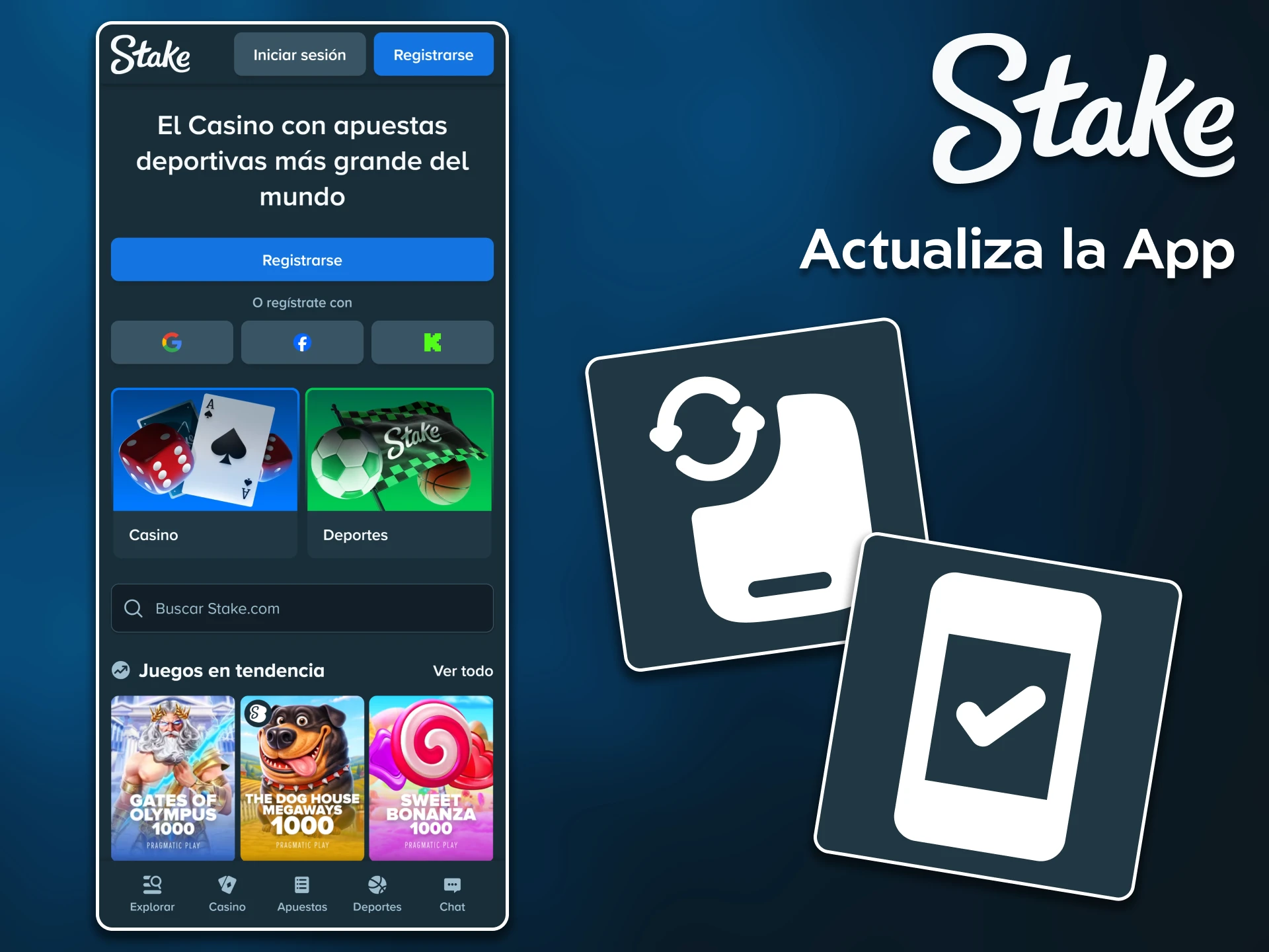 Evita problemas técnicos y actualiza la aplicación de Stake a la última versión disponible.