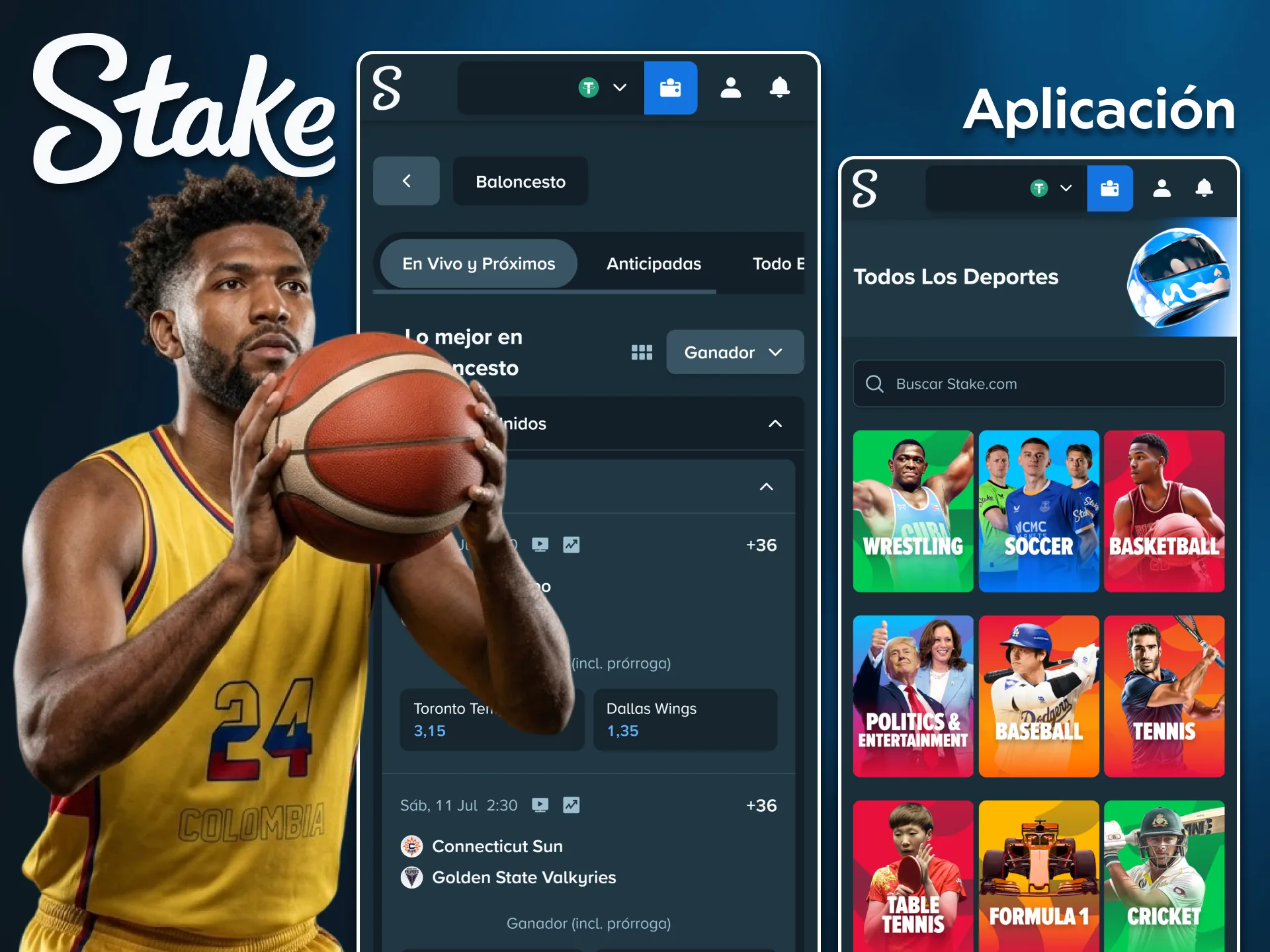 Realiza tus pronósticos en vivo accediendo a las apuestas de baloncesto en la aplicación de Stake.