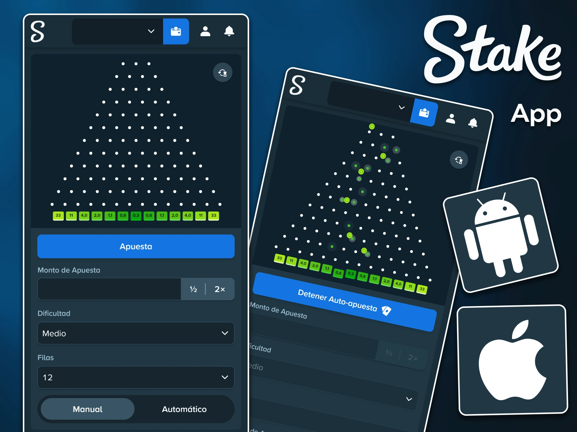 Lanza bolas desde cualquier lugar mientras disfrutas de Plinko en la aplicación móvil de Stake.