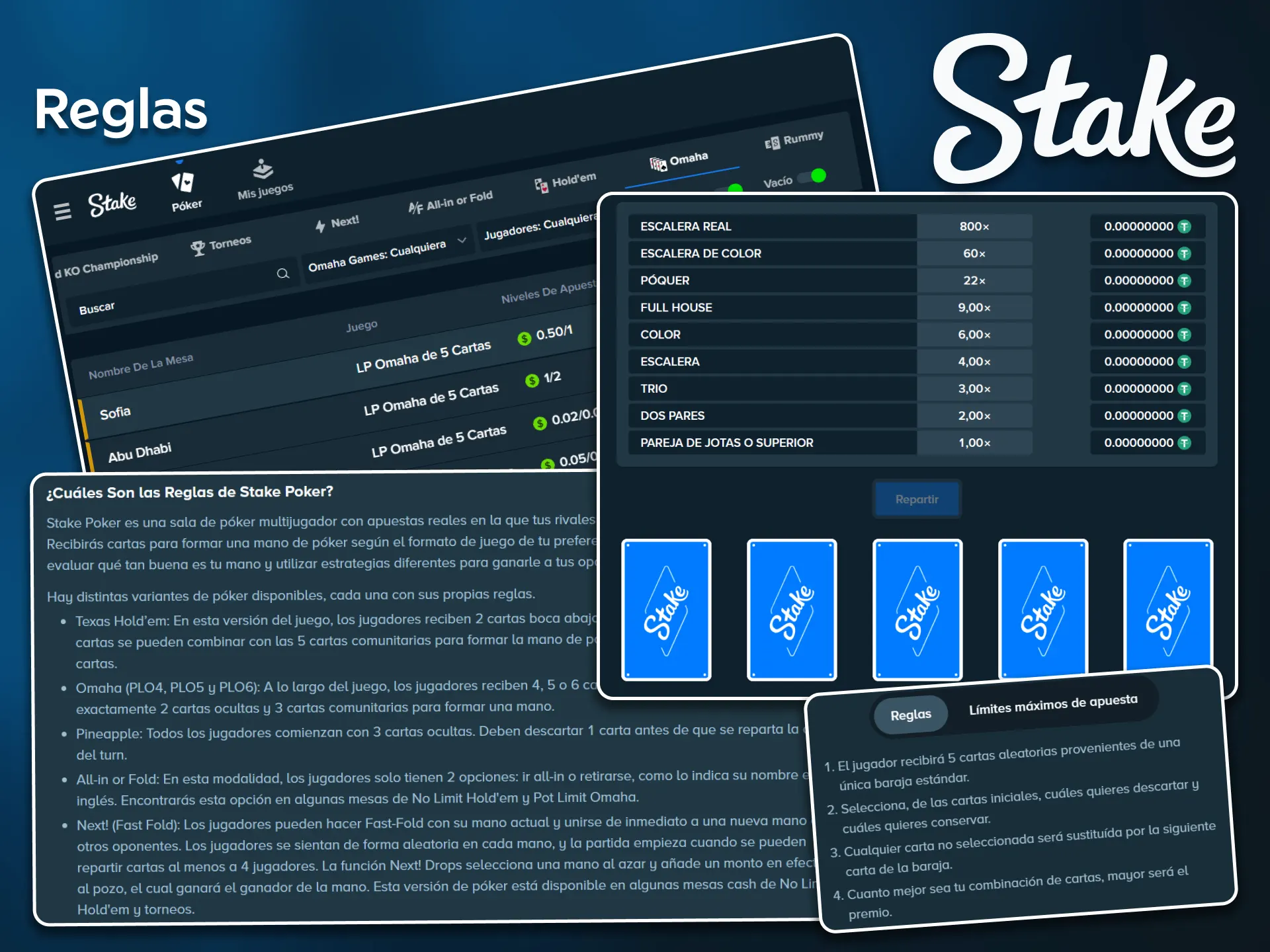 Aprende el valor de las combinaciones de cartas consultando las reglas del póker en Stake.